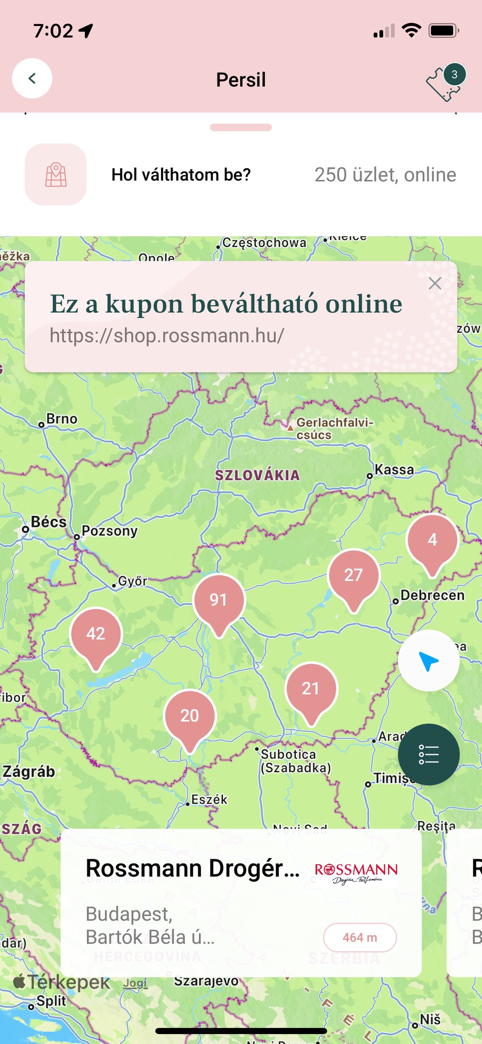 Térképes üzletkereső