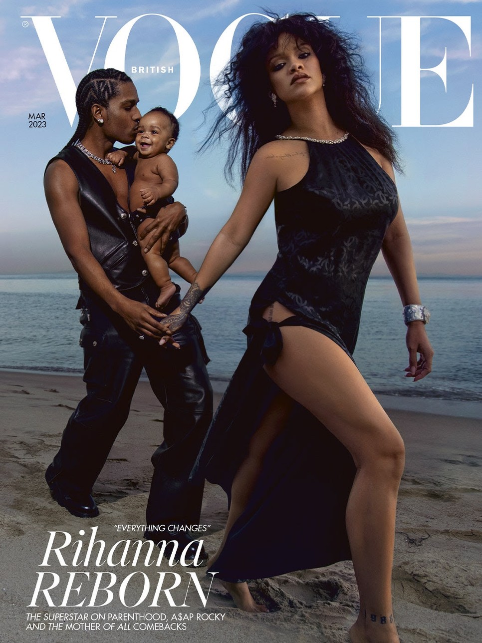 Rihanna, A$AP Rocky és a kisfiuk, brit Vogue 2023. március