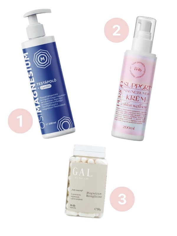 1. Testápoló + Optimism ŐSIMAGNESIUM 4990 Ft/200 ml (24,95 Ft/1 ml) 2. Period Support magnéziumos krém THISISREDY 4995 Ft/200 ml (24,97 Ft/1 ml) 3. Magnézium-biszglicinát magnézium étrend kiegészítő GAL 5290 Ft/90 db