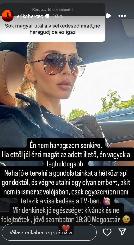 Herceg Erika zseniálisan reagált a kritikára