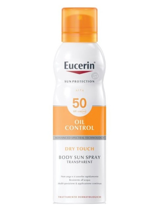 Sun Oil Control Dry Touch színtelen napozó aerosol spray SPF 50 EUCERIN 10 999 Ft/200 ml (54,99 Ft/1 ml)