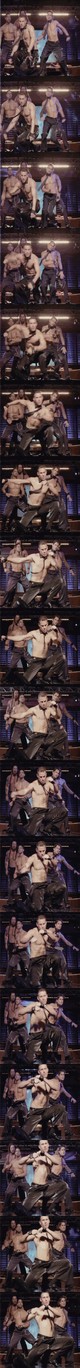Igen a fiúk is megjelentek a filmek erotikus-vetkőzős táncjeleneteiben, az Austin Powers idevágó jelenete mellett a 2012-es Magic Mike az abszolút egyeduralkodója a kategóriának, ami szupersztárt csinált Channing Tatumból, aki tényleg elég jól riszálja, ami azt illeti