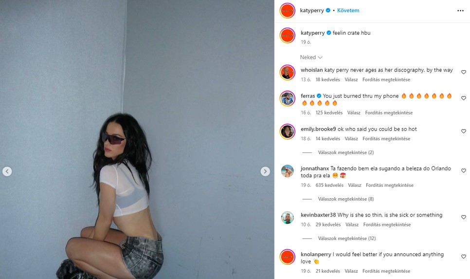 Rajongói szorgosan spekulálnak Katy Perry új Instagram-posztja alatt