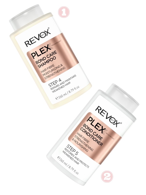 1. Plex 4 hajerősítő sampon REVOX 4699 Ft/260 ml (18,07 Ft/1 ml) 2. Plex 5 hajerősítő balzsam REVOX 4699 Ft/260 ml (18,07 Ft/1 ml)