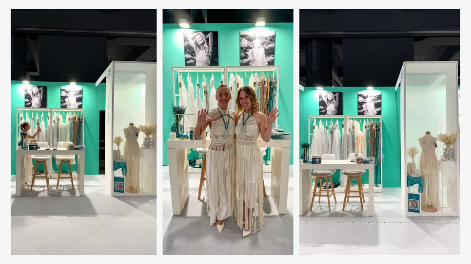 Dénes Dalma és Kitti a MDADO Macraméwonders standjánál a Milan Bridal Week-en