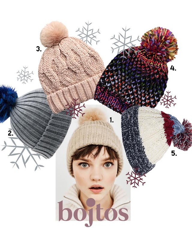 Bojtos kötött sapkák