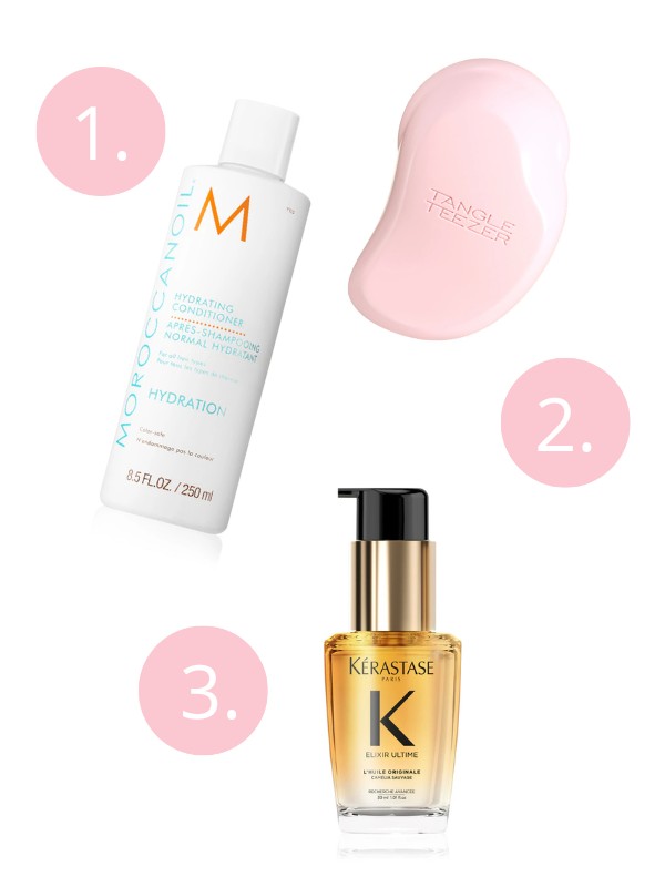 1. Hydration kondícionáló MOROCCANOIL 10 900 Ft/250ml (43,6 Ft/1 ml)  2.The Original Mini Millenial Pink hajkefe TANGLE TEEZER 4190 Ft - notino.hu  3. Elixir Ultime L'huile Originale hajolaj KÉRASTASE