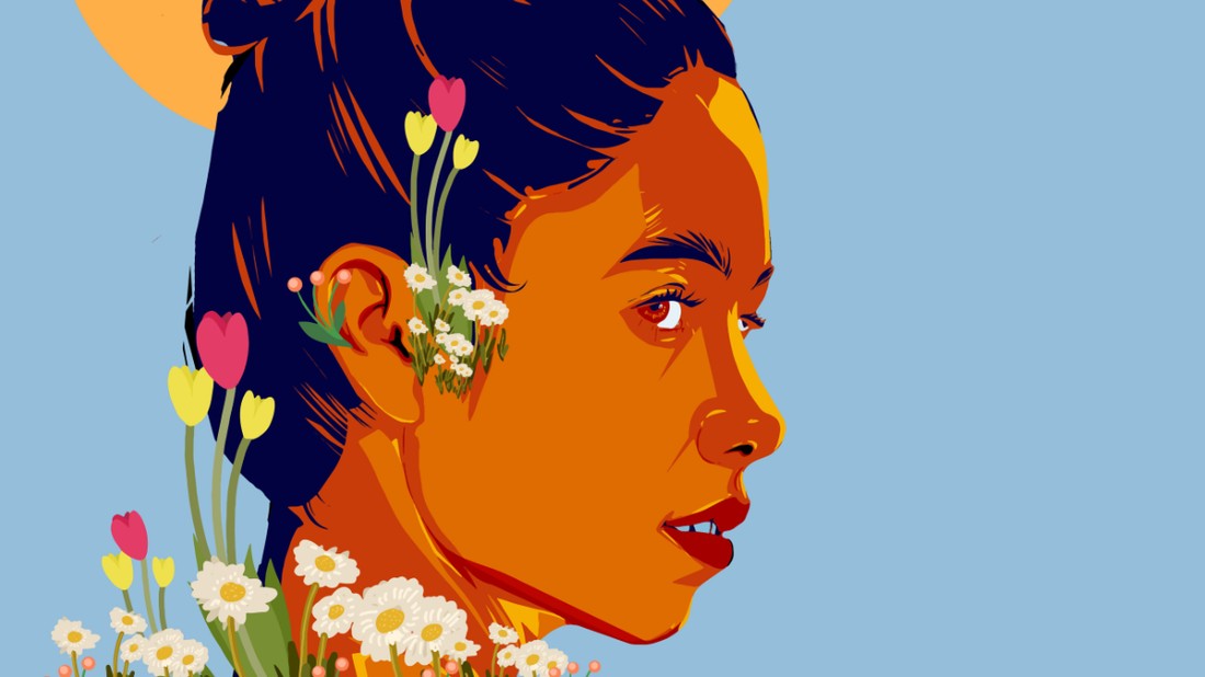 virág tavasz nő grafika