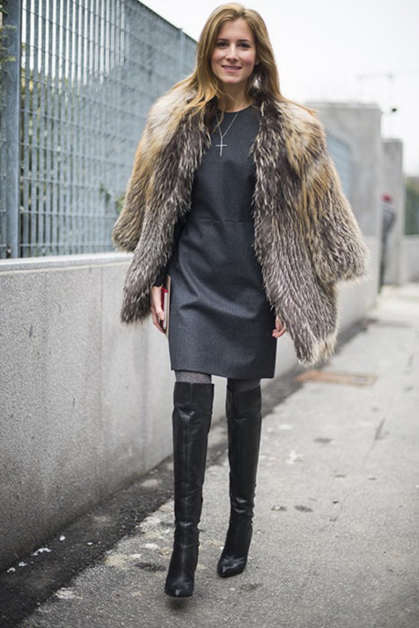 Elegánsabb összeállításhoz szinte elengedhetetlen a bundakabát.