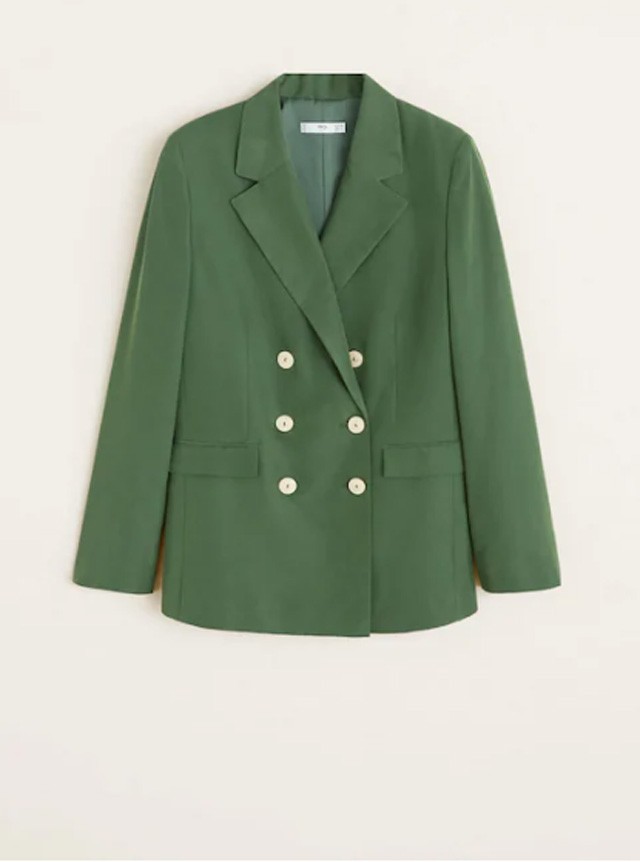Khaki zöld duplasoros gombolású blézer MANGO 9995 Ft -20%