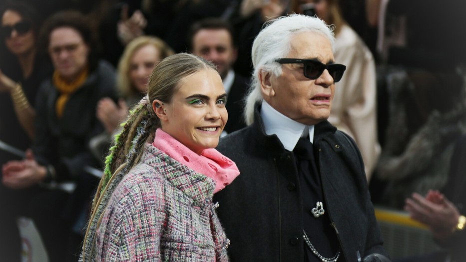 Cara Delevingne és Karl Lagerfeld