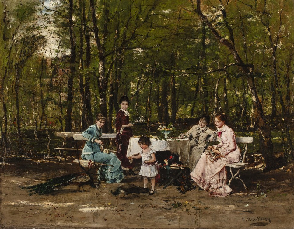 Munkácsy Mihály:Pávák (Ebéd a kertben, Társaság a kertben), 1878