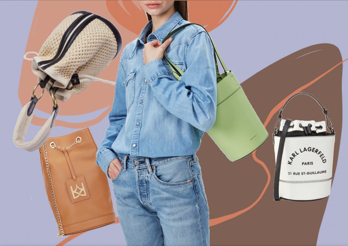 A vödör alakú táska: Ez a típus egészen biztos a kedvenced lesz, ha a letisztult formák rajongója vagy. Fotó: COCCINELLE; Horgolt ZARA 7995 Ft; Monogramos bőr KAZAR kazar.com; Feliratos KARL LAGERFELD-ecipo.hu 110750 Ft