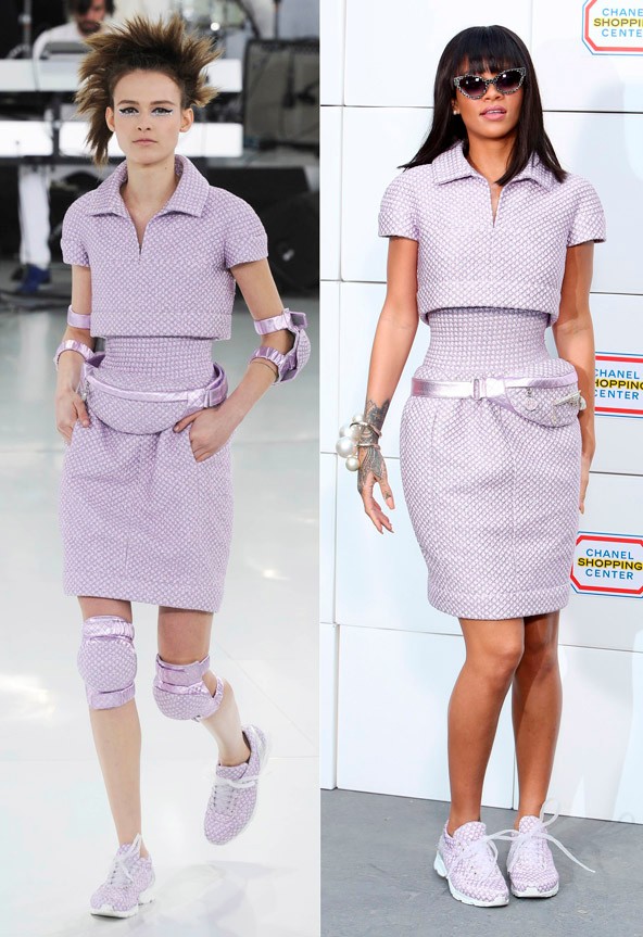 Rihanna általában szeszélyesen öltözködik, néha túlzásokba esve, de ezúttal a Chanel haute couture kollekciójából választott egy sportosan elegáns és csinos darabot.