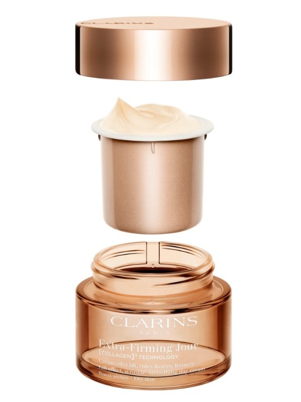 A Clarins Extra-Firming termékek újratölthető csomagolásban érkeznek - Extra Firming nappali arckrém száraz bőrre CLARINS 39 500 Ft/50 ml (790 Ft/1 ml)