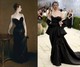 Claire Foy Erdem ruhája a hírhedt Madame X portréjára utalt. Arra az 1884-es alkotásra, amely bemutatásakor hatalmas botrányt kavart egy akkoriban megdöbbentően nagy felháborodást kiváltó lecsúszott ruhapánt miatt. Bár Sargent később átfestette a képet, visszahelyezve a pántot a vállra, a műben rejlő erotikus feszültség sosem múlt el teljesen. Foy ezt a hatást emelte ki egy fekete ruhával, amelyet egy különleges, kristályokkal hímzett Barbour dzsekivel kombinált, izgalmas kontrasztot teremtve a magas művészet és a brit vidék praktikus eleganciája között.