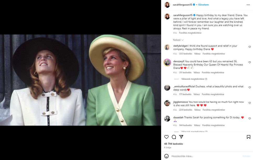 Diana hercegné és Sarah Ferguson jó barátnők voltak