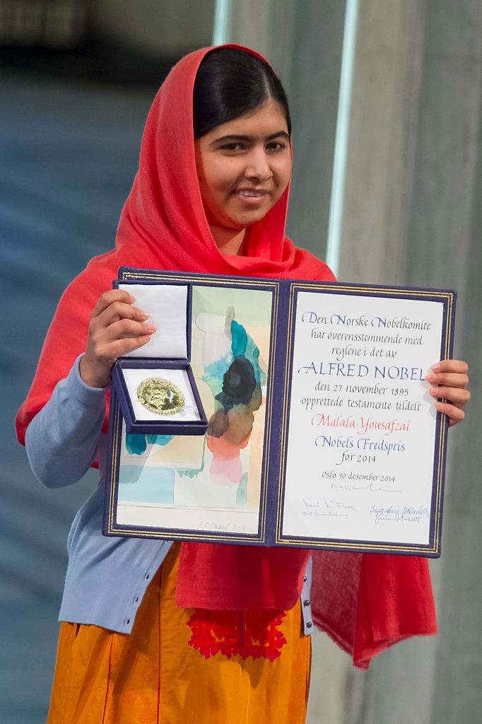 Malala Júszafzai a Nobel-békedíj átadásán 2014-ben, Osloban