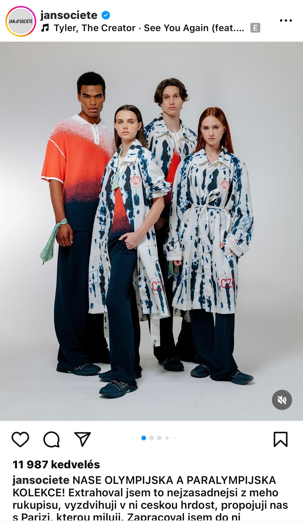 A Cseh Köztársaság csapatának ruhája az Alpine Pro és Jan Černý tervező közötti együttműködésben készült. Az uniszex kollekció vintage cseh egyenruhák újragondolása. A legkarakteresebb darab a kabát: a cseh baloňák és a klasszikus francia ballon keresztezése, kék Rorschach mintával, amelyet Vladimir Boudnik művész ihletett.