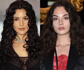 Monica Belucci 2000-ben és lánya Deva Cassel 2019-ben 