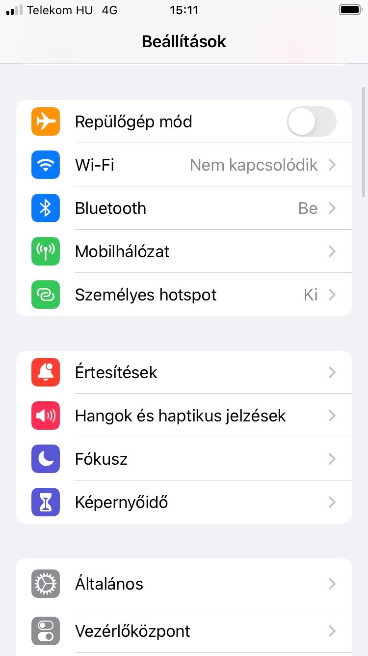 Apple beállítások