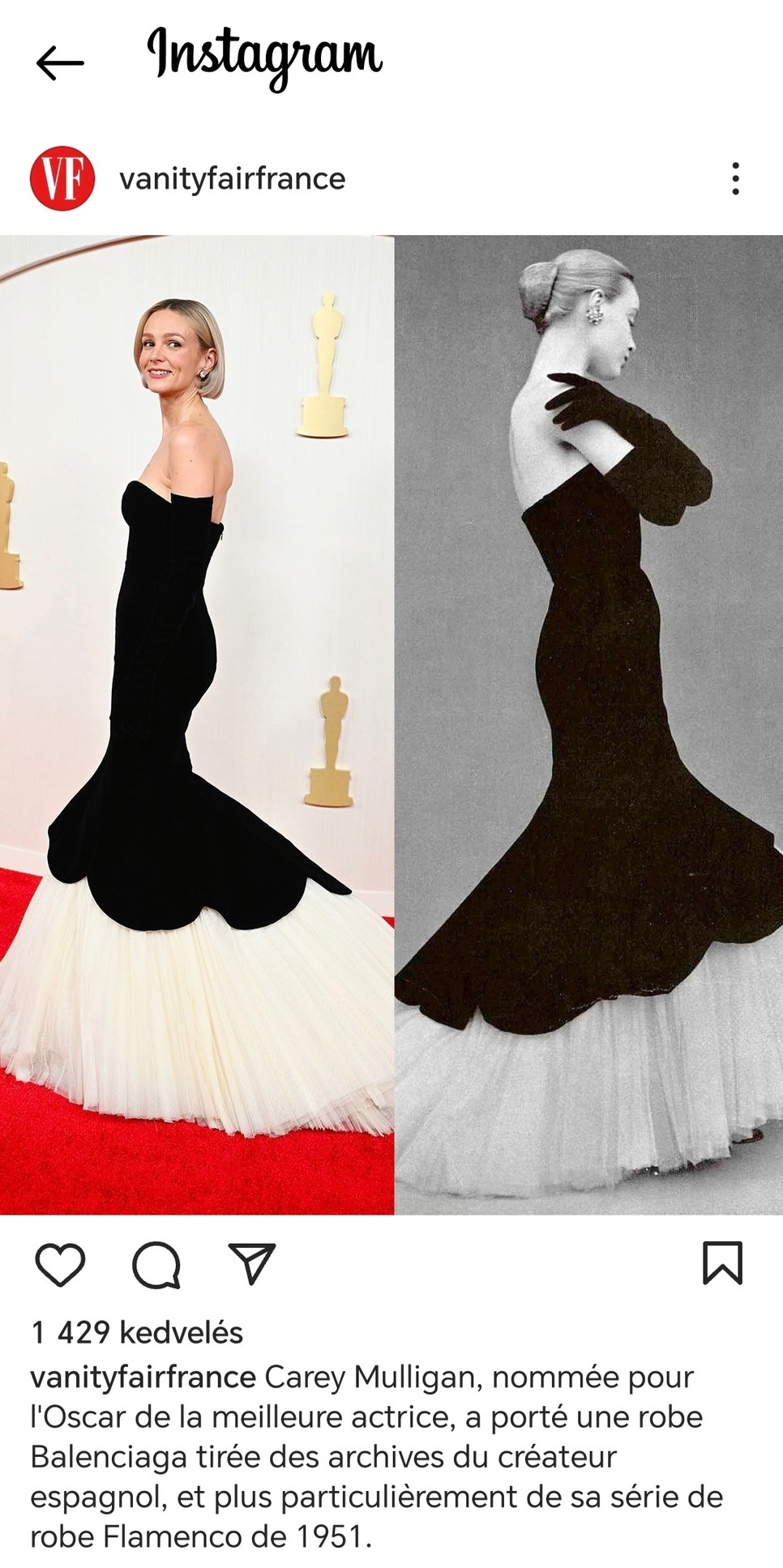 Az eredeti ruha ugyanabban az évben készült, amikor a Maestro című film karaktere, Felicia és Leonard Bernstein (akit Bradley Cooper alakít) összeházasodtak.