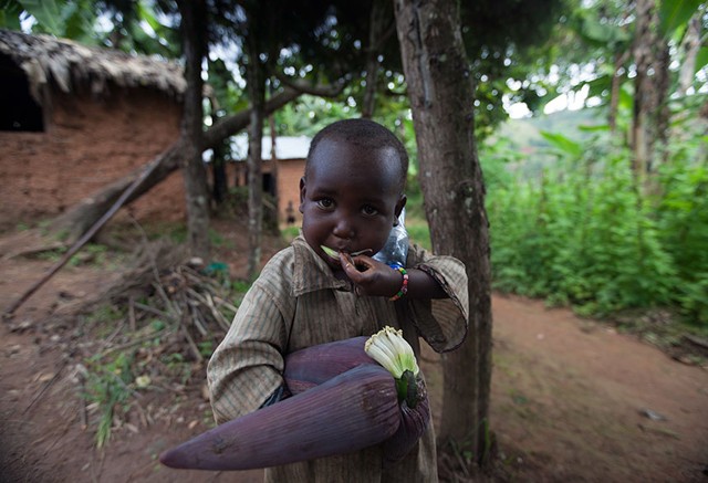 Szintén 29 dollárból élnek fejenként egy hónapban, a burundi kisfiú pedig egy szárított kukoricával játszik