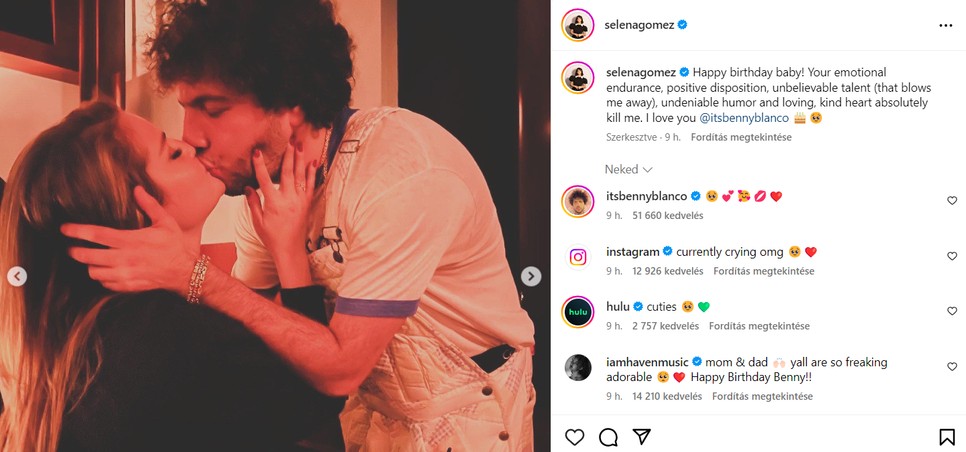 Ez az egyik fotó a sok közül, amit az énekesnő a producer születésnapja alkalmából osztott meg.