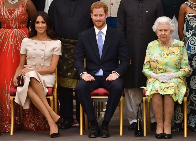 Meghan Markle, Harry herceg és Erzsébet királynő