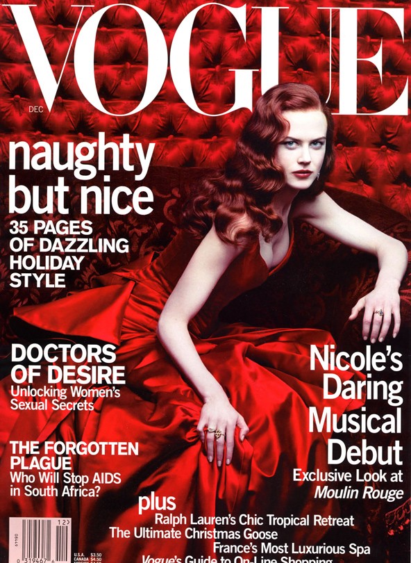 Alig egy év múlva, 2000 decemberében újra az amerikai Vogue címlapján. Annie Leibovitz emlékezetes, káprázatos fotója a Moulin Rouge sikerének jegyében fogant.