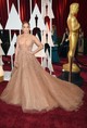 2015 – Jennifer Lopez egy Elie Saab Haute Couture 2014 őszi/téli ruhát viselt, amely egy lenyűgöző, kézzel készített tüll- és selyemorganza darab volt. A meztelenruha kifinomult, romantikus változatának rétegeit monokróm gyöngyök díszítették, a mélyen dekoltált felsőrésztől egészen a derékvonalon túl „csöpögve”, amelyet a legsikkesebb és legvékonyabb övvel egészítettek ki.