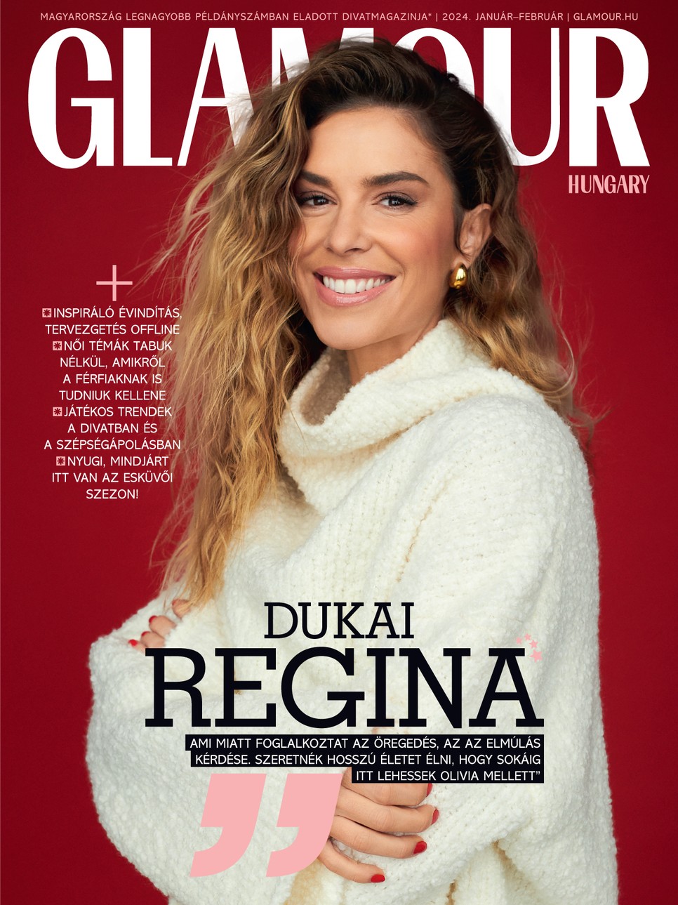 Dukai Regina a GLAMOUR januári-februári szám címlapján gyönyörűbb, mint valaha