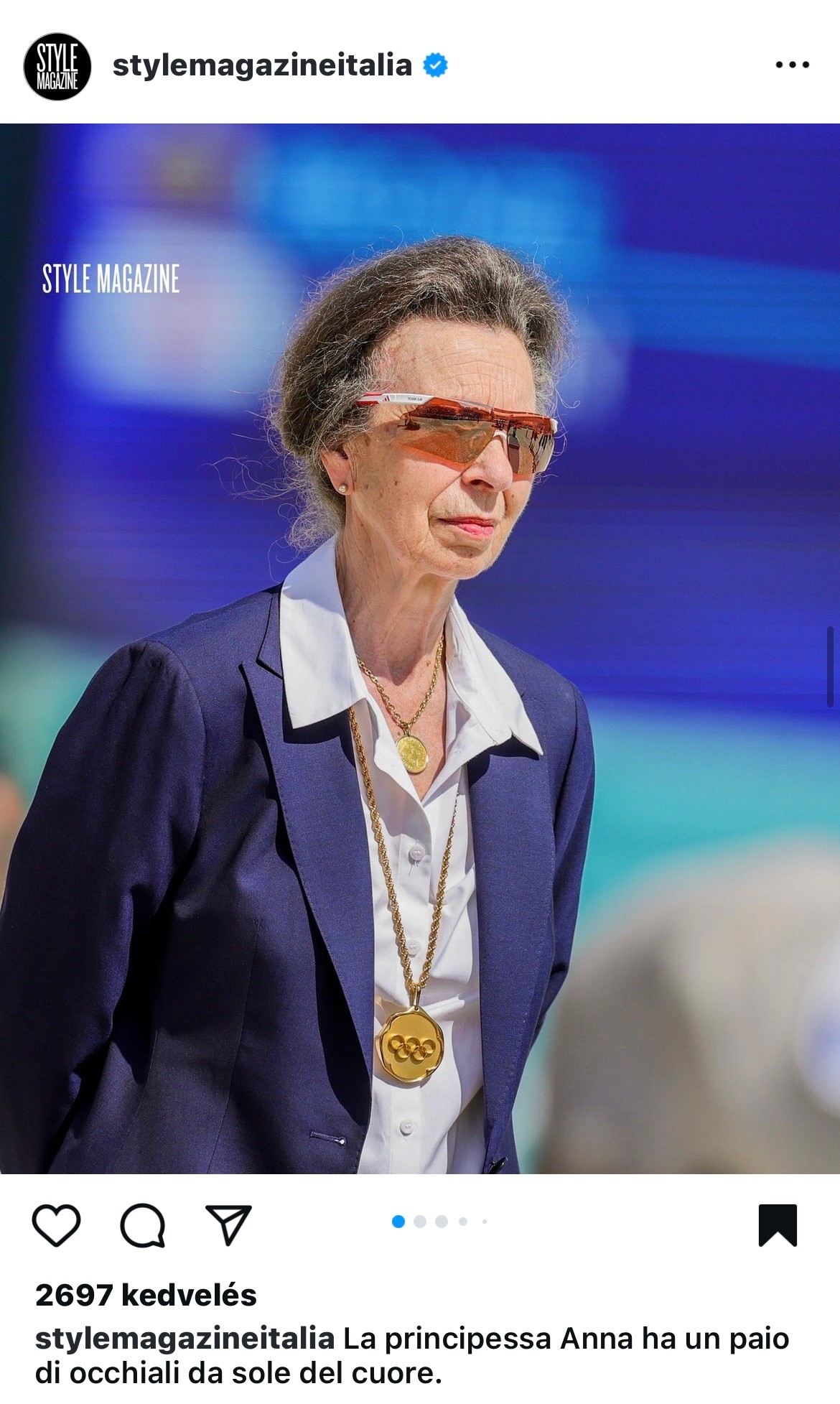 Aranyérem, amiért ő volt a legnagyszerűbb a lelátón. Anna hercegnő egy igazi stílusikon, aki megnyitja az utat a következő napszemüvegtrend előtt az olimpián. Az Adidas modell pont olyan, mint amiket a sportolók is viselnek a versenyeken. Váratlan, de annál stílusosabb egyesülés az elegancia és a sport vonal között az angol királyi család egyik tagjától.