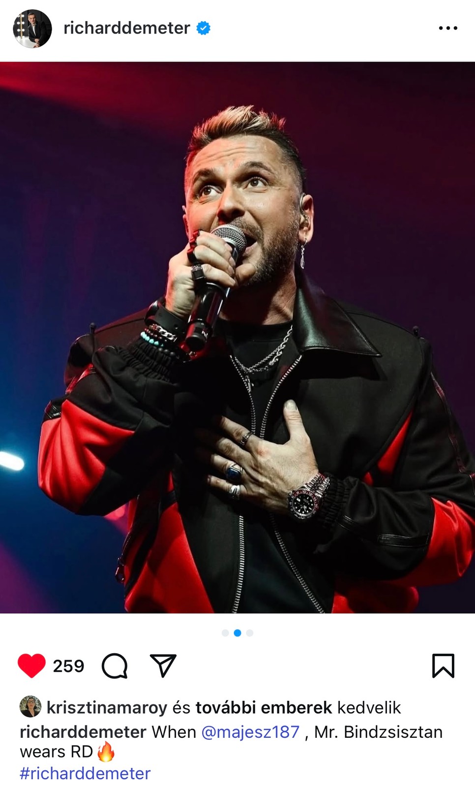 Majka egy különleges Demeter Richard dzsekiben lépett színpadra Aréna-koncertjén