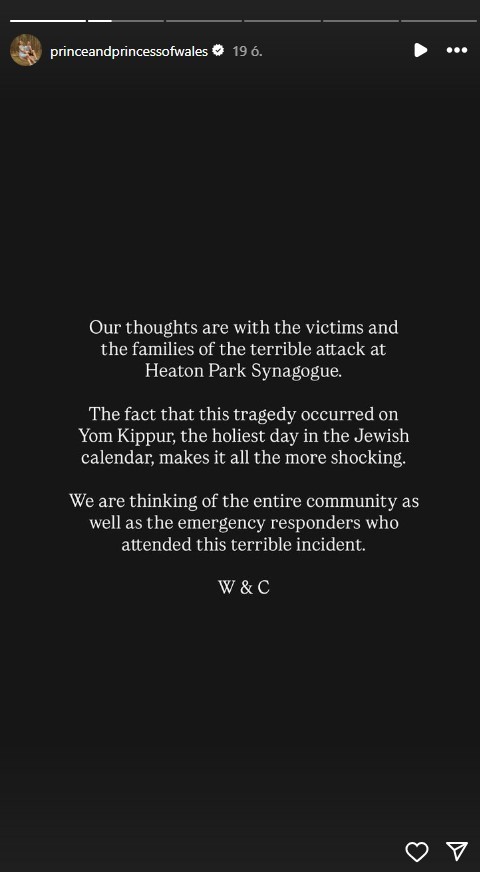 Katalin hercegné és Vilmos herceg az Instagramon üzent a tragédiában érintetteknek
