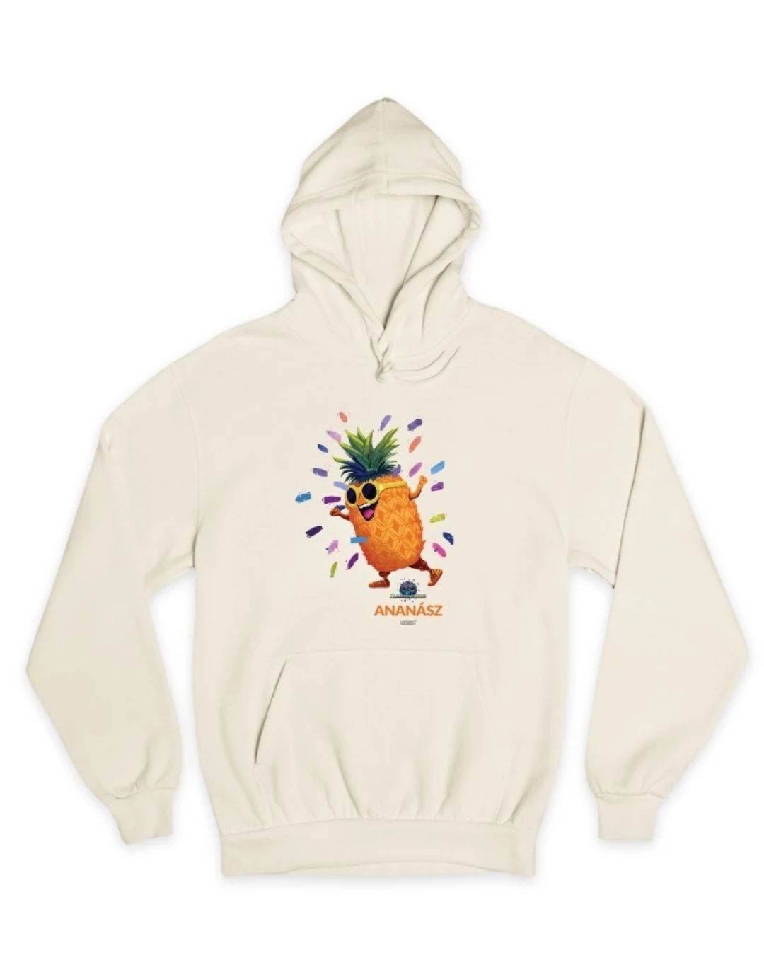 ÁLARCOS ÉNEKES UNISEX FEHÉR KAPUCNIS PULÓVER - ANANÁSZ