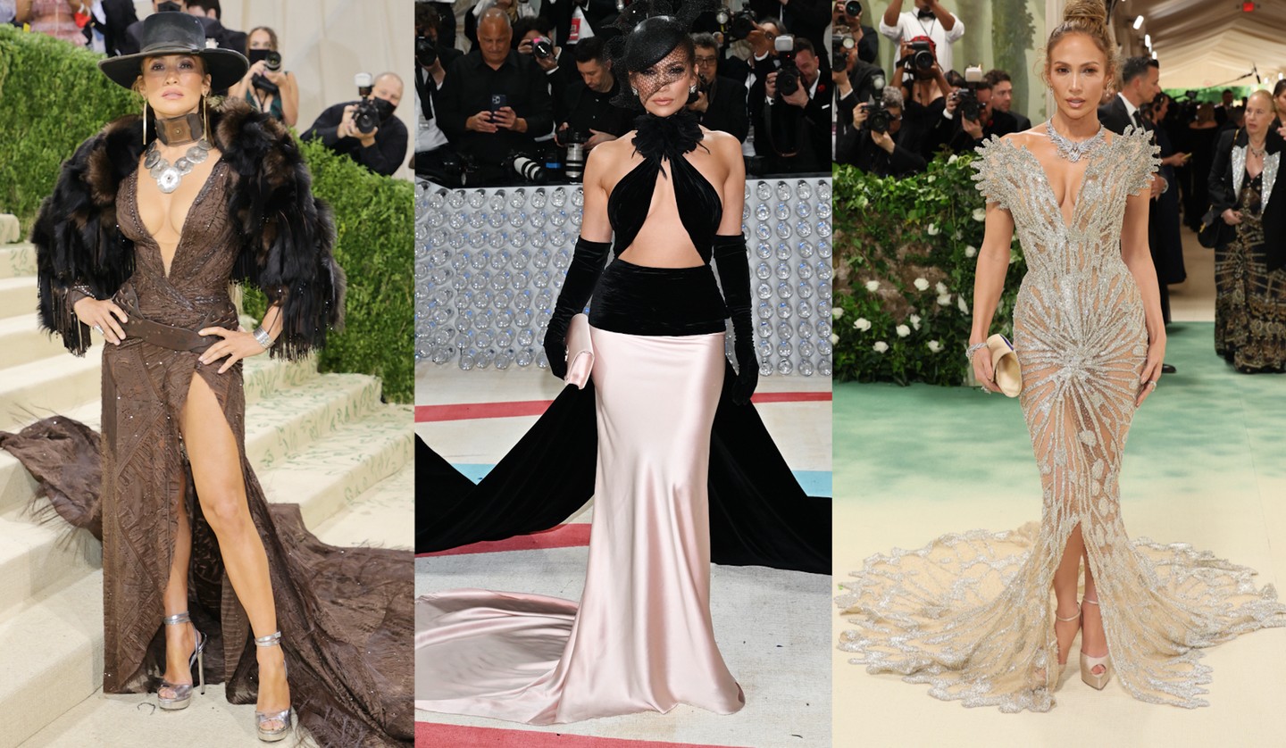 Egyre merészebb, egyre bátrabb megjelenések jellemezték a 2020-as években, amelyek egy életre bevésődtek az emlékezetünkbe. (Balról jobbra) 2021 Ralph Lauren szett, 2023 Ralph Lauren ruha, 2024 Daniel Roseberry által tervezett egyedi Schiaparelli haute couture ruha