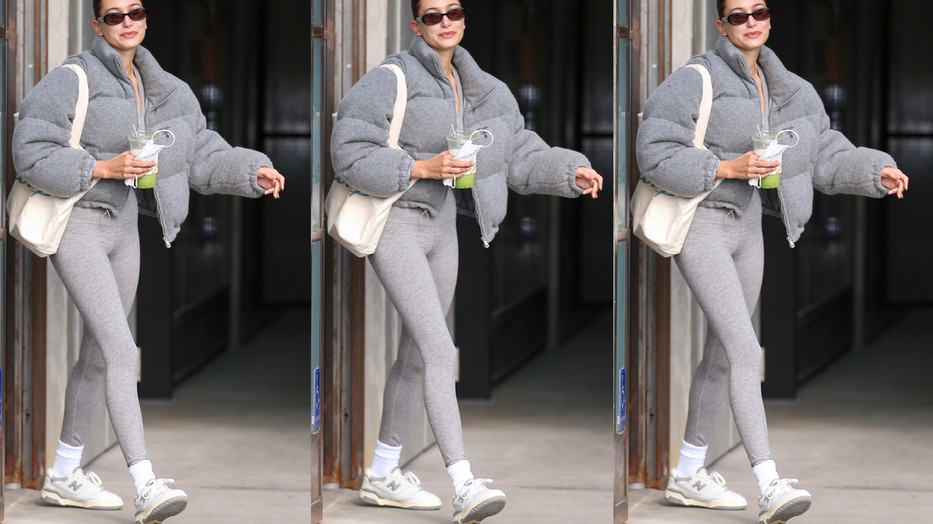 Hailey Bieber a New Balance 550 tornacipő legnagyobb rajongói közé tartozik - a divat bennfentesei szerint a retro, szürke tornacipő iránti megszállottság csak most kezdődik