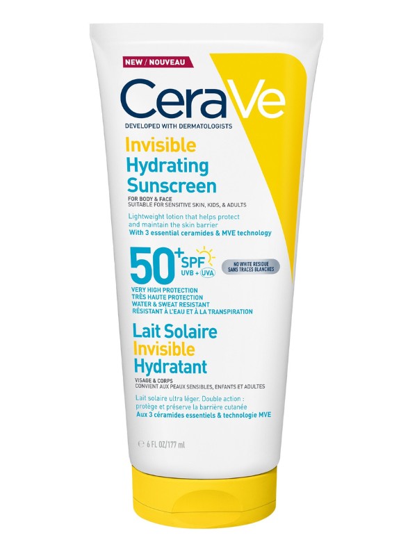 Invisible Hydrating Sunscreen SPF 50+ napozótej arcra és testre CERAVE 9429 Ft/177 ml (53,27 Ft/1 ml)