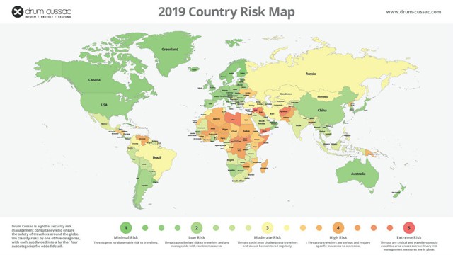 A legbiztonságosabb és a legveszélyesebb országok 2019-ben