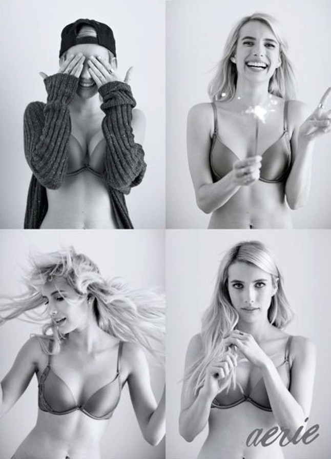 Photoshop nélkül pózolt fehérneműben Emma Roberts