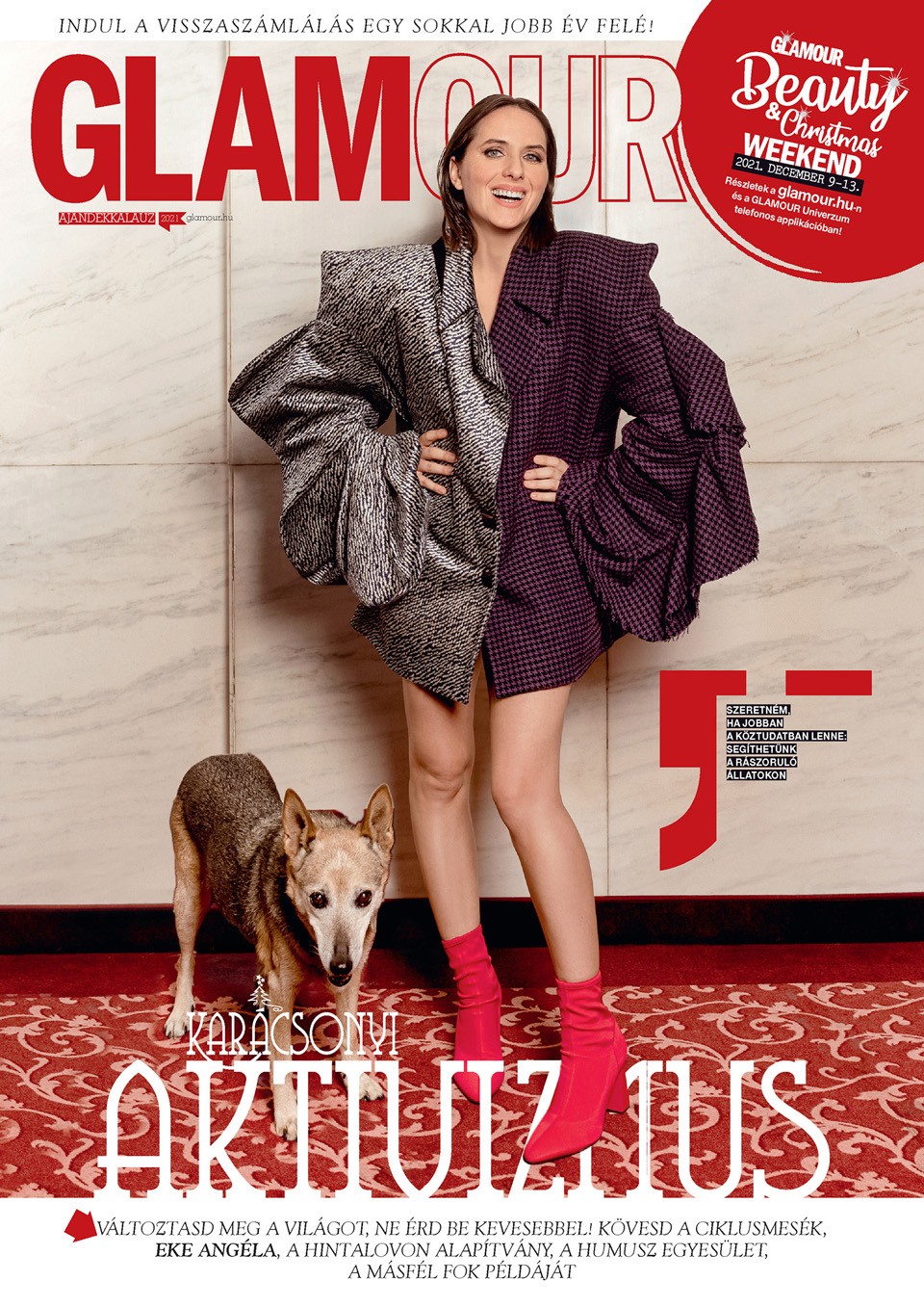  Eke Angéla a GLAMOUR magazin 2021. decemberi Ajándékkalauz mellékletének címlapján