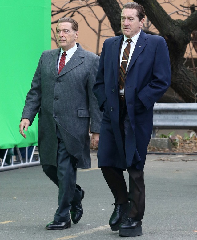 Robert De Niro és Al Pacino az Irishman forgatásán