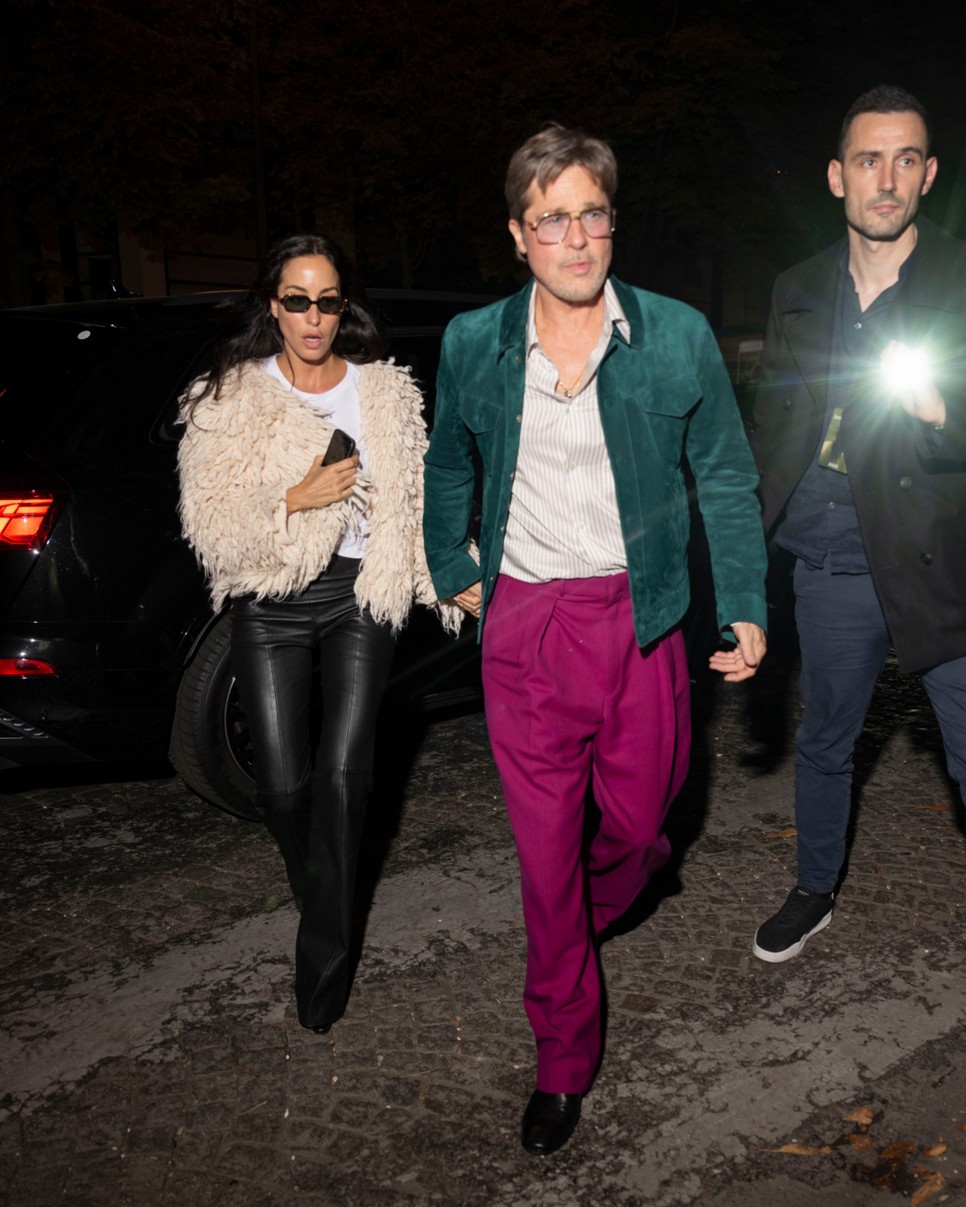 Brad Pitt and Ines de Ramon leave Le Grand Rex hand in hand after a concert in Paris