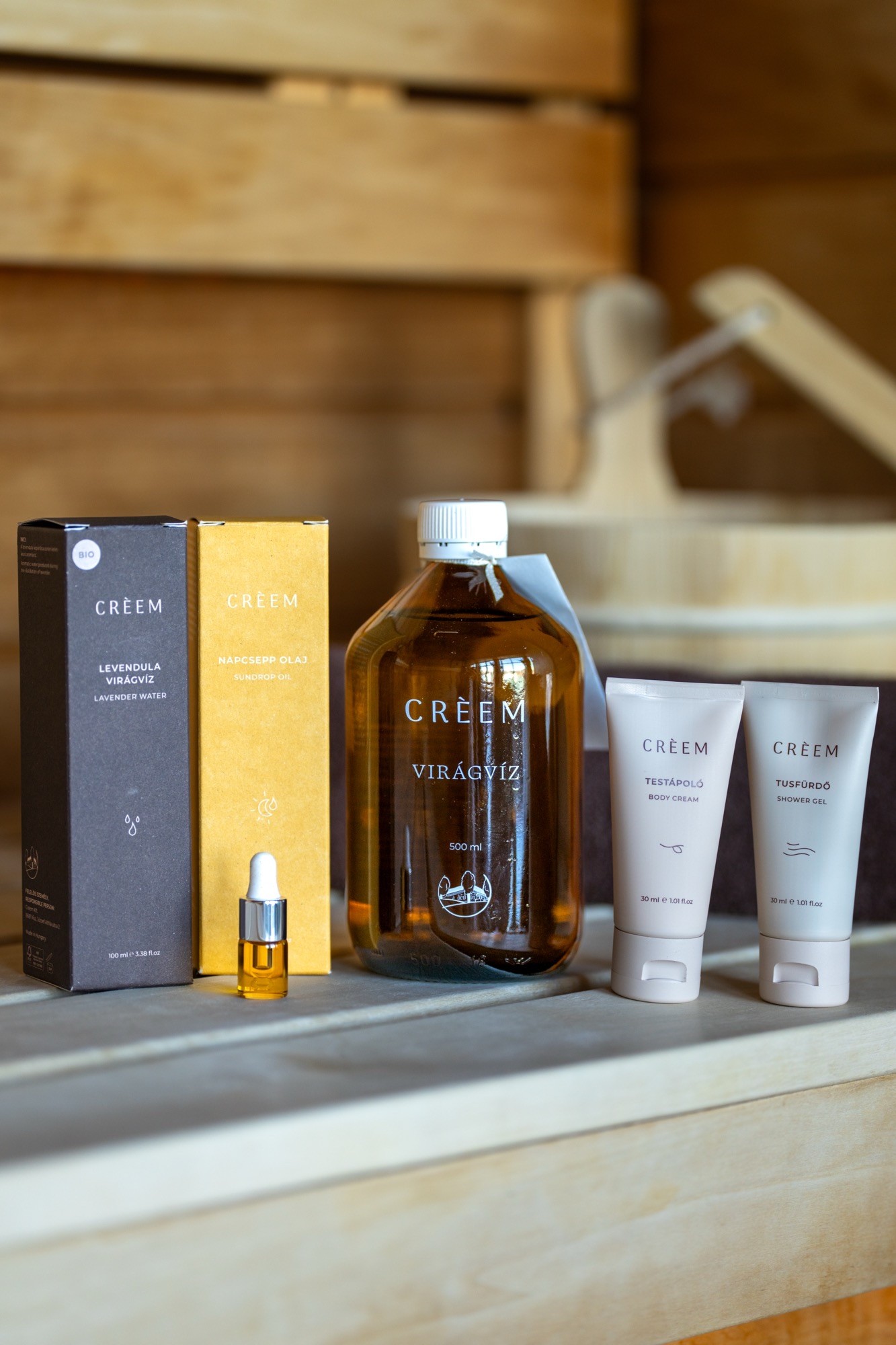 A szaunaszeánszot  a mennyei illatú Créem termékek egészítették ki