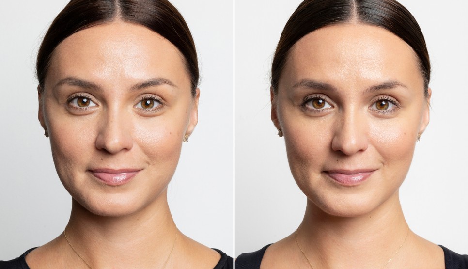 Előtte-utána fotók szerzőnkről: szeptember 5-én és október 9-én, egy hónapnyi arcjóga után