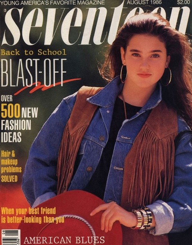 Ez a bájos farmerlány nem más, mint a 16 éves Jennifer Connelly, aki 13 éves korától hol színésznőként, hol modellként bukkant fel, utóbbiban a nyolcvanas évek közepéig jóval sikeresebb volt, 4 alkalommal is pózolt a legsikeresebb tinimagazin címlapján