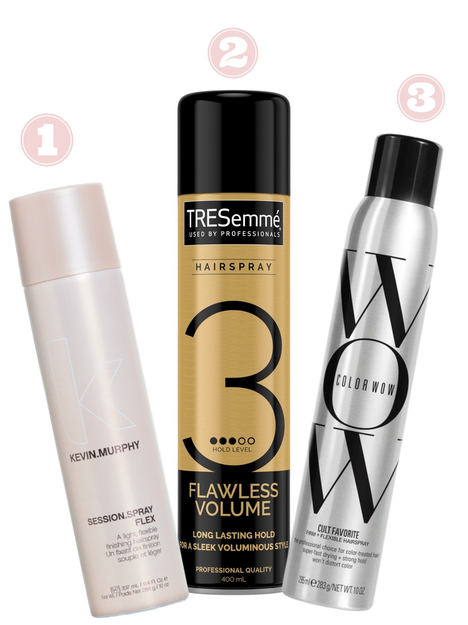 1. Session Spray Flex hajlakk KEVIN MURPHY 9239 Ft/400 ml (23,09 Ft/1 ml) 2. Flawless Volume hajlakk TRESEMMÉ 1969 Ft/400 ml 3. Cult Favorite hajlakk COLOR WOW 10 900 Ft/295 ml (36,94 Ft/1 ml)