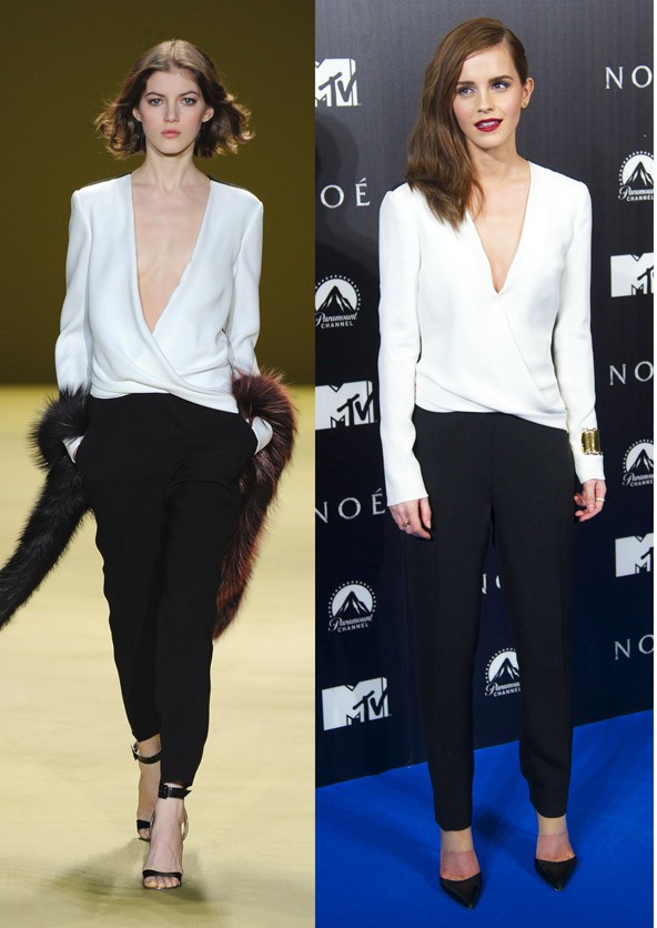 Emma Watson is a következő szezonra vetette szemét. Megértjük, mert J Mendel fekete-fehér nadrágos összeállítása tényleg jól áll neki.