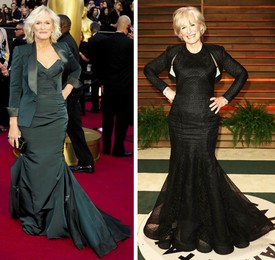 Zac Posennek nem számít a nők kora. A már nem túl fiatal Glenn Close-ra például látványos, és előnyös estélyiket ad, természetesen az alak nőiességét hangsúlyozó sellőfazonnal.